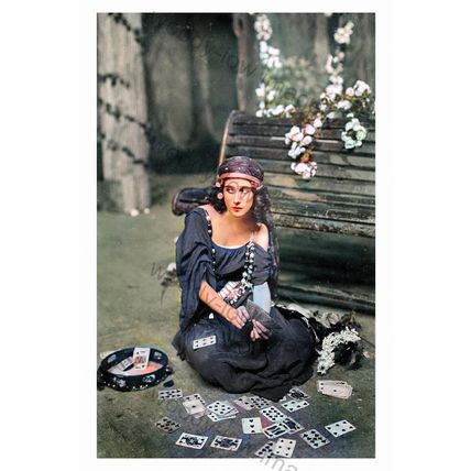 COL0820 - Russian Prima Ballerina - Anna Pavlova with playing cards - print 6x4