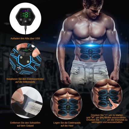 Rechargeable EMS Abdominal Muscle Toning Belt Trainer ABS Stimulator Toner Belt