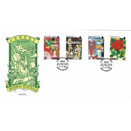 JERSEY 1998 EUROPA NATIONAL FESTIVALS SET OF 4 OFFICIAL FIRST DAY COVER FLOWERS