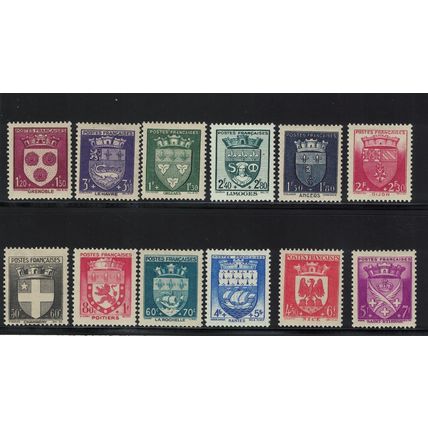 France Arms of French towns National Relief Fund 12v 1941 MH SG#757-768