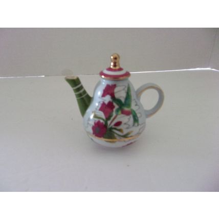 My Treasure Collectible Teapot Hand Painted Porcelain Miniature Hummingbird