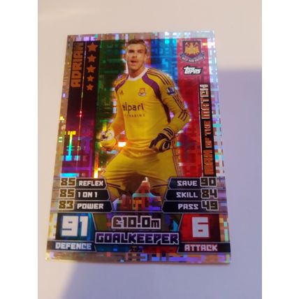 match attax 14/15 man of the match adrian no.399