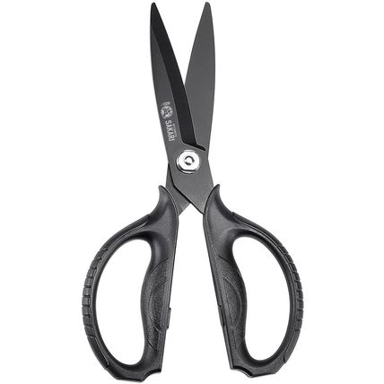 MITSUMOTO SAKARI Japanese Kitchen Scissors, All Purpose, Black Titanium Plated H