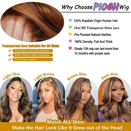 30 Inch Honey Blonde Ombre Lace Front Wig Human Hair Highlight Body Wave Lace Fr