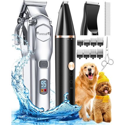 Oneisall Dog Grooming Kit for Heavy Thick Hair&Coats/Low Noise Rechargeable Cord