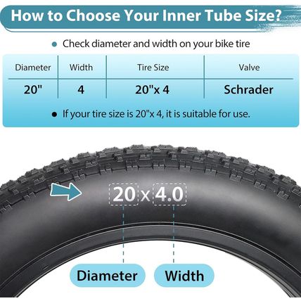 2 Pack 20 X 4.0 Fat Tire Tube Schrader Valve, Puncture Proof Bike Tubes for 20 X