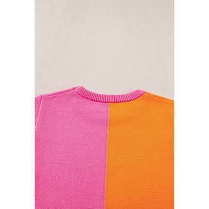 Flamingo 2-tone Color Block Knit Cap Sleeve Sweater Top
