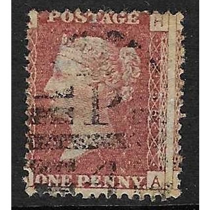 GB 1858 QUEEN VICTORIA 1d RED PLATE 158 USED SG43 / 44 " HA "