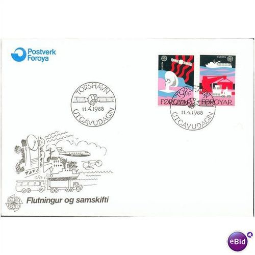 Faroe Islands FDC 1988 - SG 161-162 - Europa - Transport & Communications