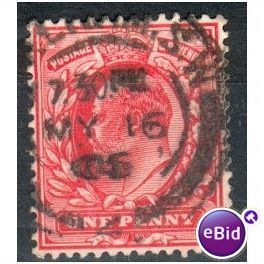 GB stamps 1902-10 KEV11 - 1d SG219 London 94