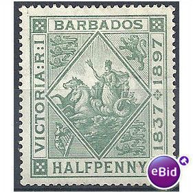 Barbados 1897.SG117 1/2d Dull Green Mounted Mint.