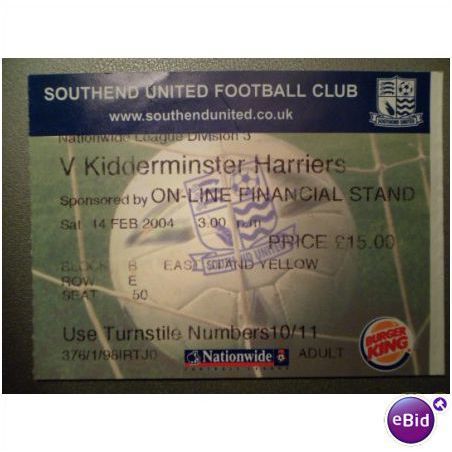 Southend United v Kidderminster Harriers 2003/04 Div 3 football ticket stub (50)