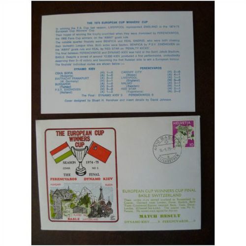 1975 Ferencvaros v Dynamo Kiev Dawn Football Courier Cover European Cup Winners