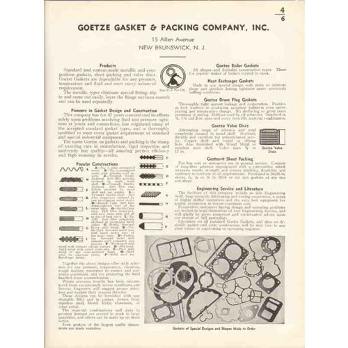 goetze gasket packing company 1936 metallic sheet disc vintage catalog