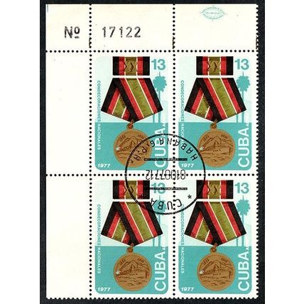 Cuba 1977 Medal 4 x 13c Stamps.