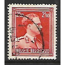 BELGIUM 1936 KING LEOPOLD III 2F.50 RED SG 755 FINE USED#