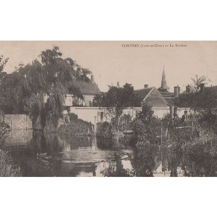 Contres La Riviere Antique French Postcard