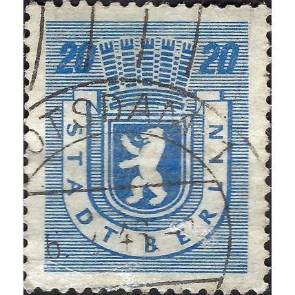 BERLIN, State Crest, Bear, blue 1945, 20pf