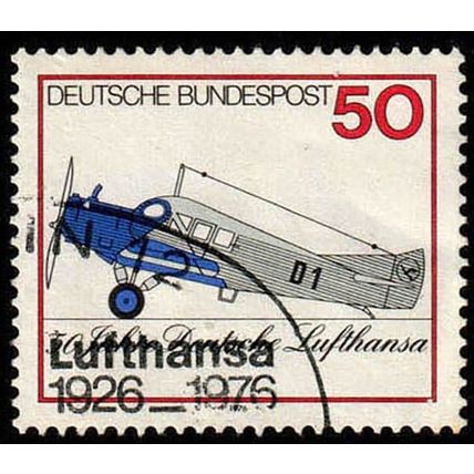 Germany 1976 Bundespost Lufthansa Aircraft 50Pfg Used Stamp