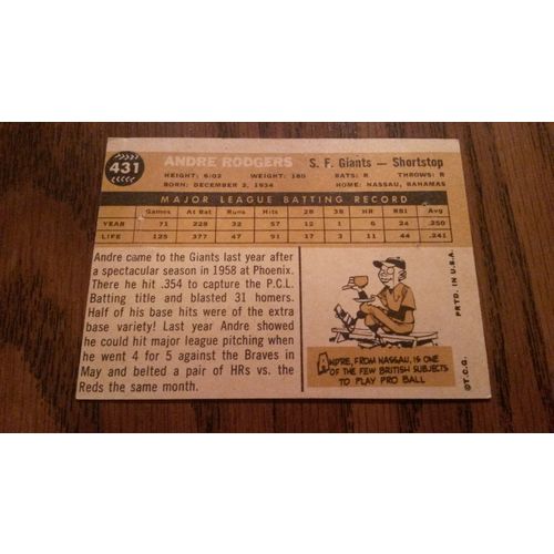 1960 Topps Card # 431 Andre Rodgers Poor (1) San Francisco Giants