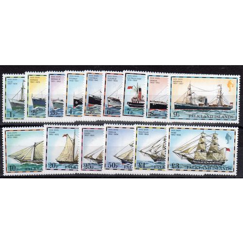 Falkland Islands 1978 Sg331a / 345a MAIL SHIPS SET OF 15 V/L M/MINT (Z529)