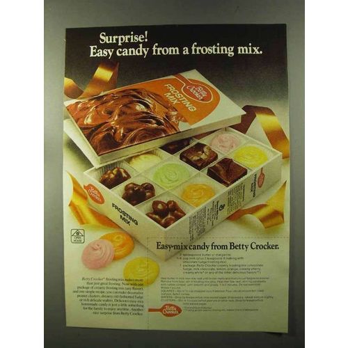 1973 Betty Crocker Frosting Mix Ad - Surprise! Candy