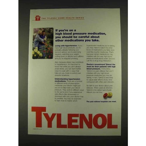 1996 Tylenol Ad - On High Blood Pressure Medicine