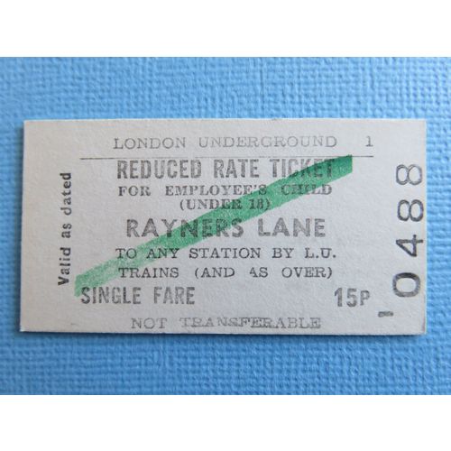 London Transport Rayners Lane Child Ticket