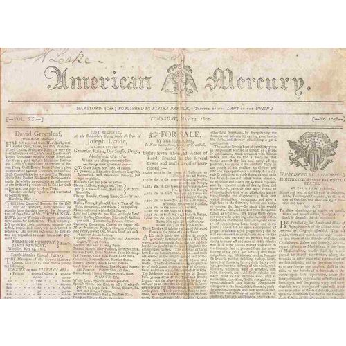 CT Hartford Newspaper Title: American Mercury Date: May-24-1804~22