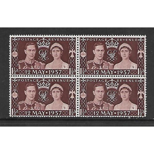 GREAT BRITAIN 1937 CORONATION SG 461 1 1/2d BLOCK 4 U/M MINT#2