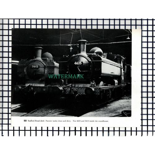 (7841) Stafford Road Shed Railway Engine 7036 Taunton Castle 4625 -1970s Cutting