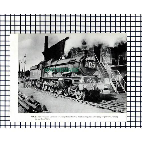 (7841) Stafford Road Shed Railway Engine 7036 Taunton Castle 4625 -1970s Cutting