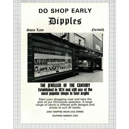 (6141) Dipples Dipple & Son Jeweller Swan Lane Norwich Advert - 1974 Clip