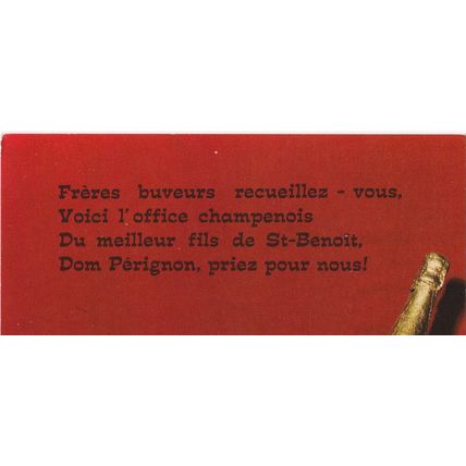 6x4 Continental size printed postcard Dom Perignon Brother Drinkers Champagne