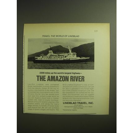 1974 Lindblad Travel, Inc. Ad - 2300 miles up the world's largest highway