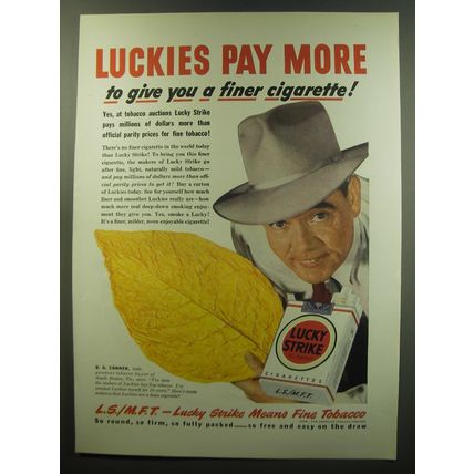 1949 Lucky Strike Cigarettes Advertisement - Luckies Pay more