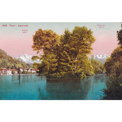 Thun Aareinsel Antique Swiss Switzerland Postcard