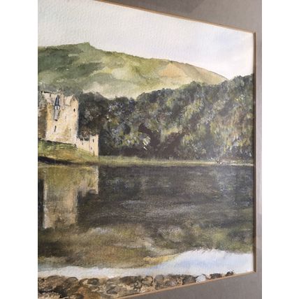 Original Watercolour Painting by A. Jackson Castle Landscape Mounted & Framed