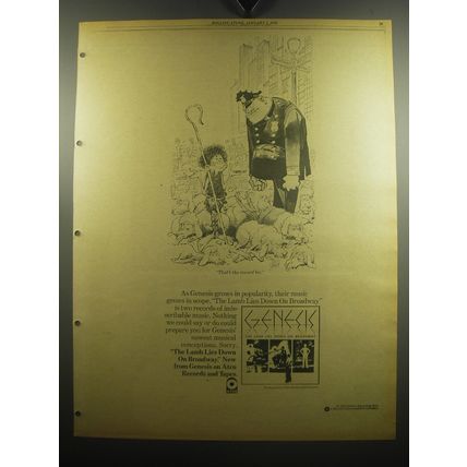 1975 Genesis The Lamb Lies Down on Broadway Album Ad - That's the record biz