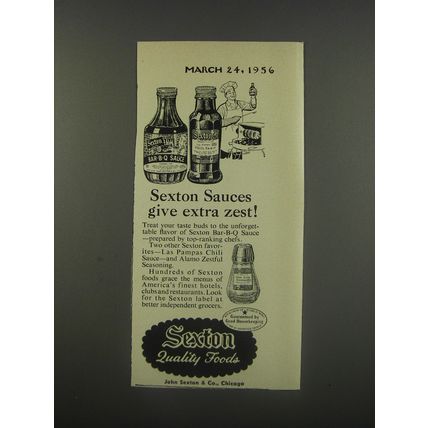 1956 Sexton Sauces Ad - Sexton Sauces give extra zest