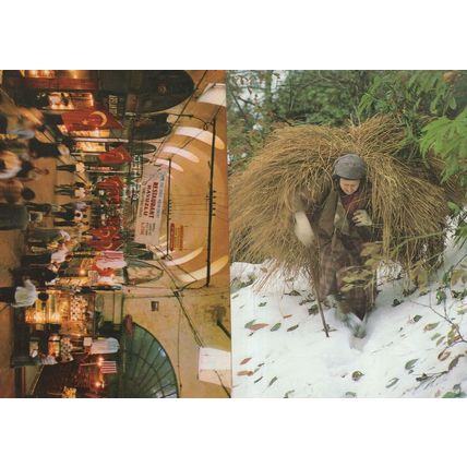 Istanbul Turkey Lady Hiding In Snow in Straw Markets 2x Postcard s