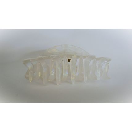 Pearly white iridescent hair claw clip for medium fine hair