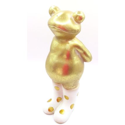 Standing Frog Figurine with Wellies 24 CM Antique Gold Colour Christmas Gift