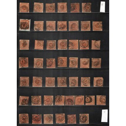 Denmark 4 & 7 Royal Emblem CV $2200+ Postmark Collection 1854-62 ZAYIX 0524L0112
