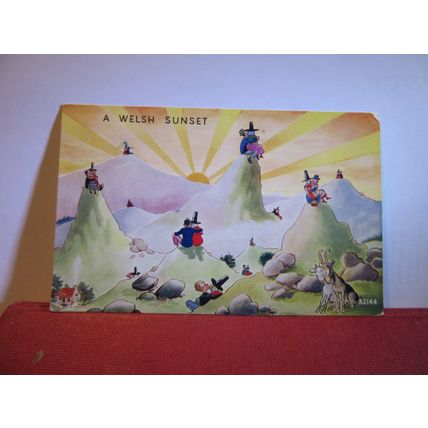 A WELSH SUNSET used vintage postcard by Valentine 1953 postmark =