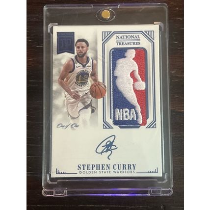 Stephen curry national treasures nba logo patch Rp auto 1/1