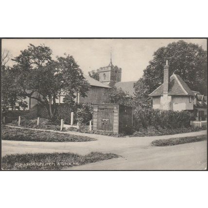 Royden Church & Stocks, Essex, c.1905 - Wolsley Series Postcard