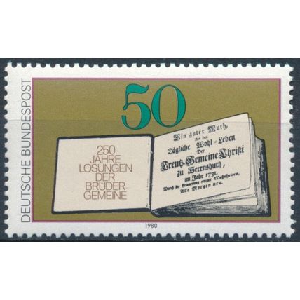 250th Anniv Moravian Brethren's Bible Reading- West Germany 1980 -MNH -MiNr 1054