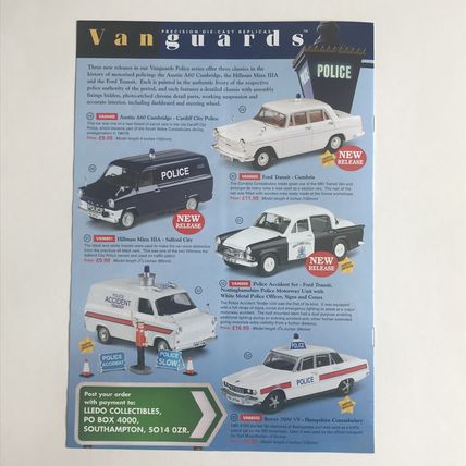 Hillman Minx Police cars Lledo Promo Brochure 2002 Vanguards Trackside AEC MINT