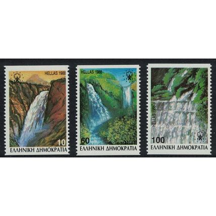 Greece Waterfalls Rural Areas 3v Side Perforation 1988 MNH SG#1791B-1793B